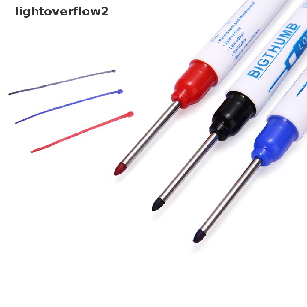 (lightoverflow2) 3pcs / Set Spidol Marker Kepala Panjang 30mm Tinta Merah / Hitam / Biru