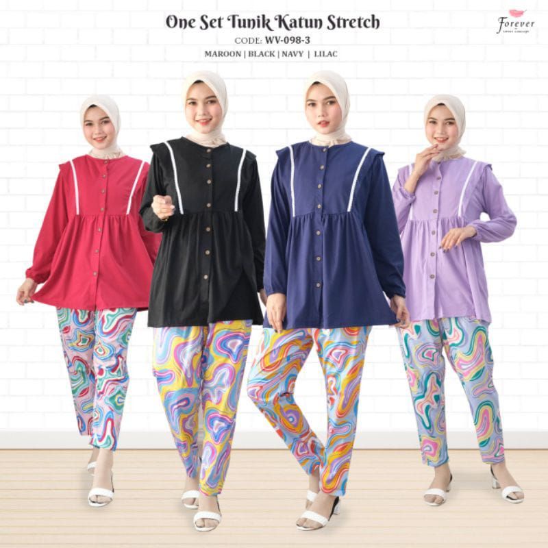 Setelan Tangan Panjang Wanita FOREVER SWEET Bahan Premium Setelan Renata WV-098-3/Pakaian Wanita/setelan katun/