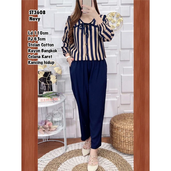 ST 3608# SETELAN KERAH PP RAYON BANGKOK SALUR KOMBINASI