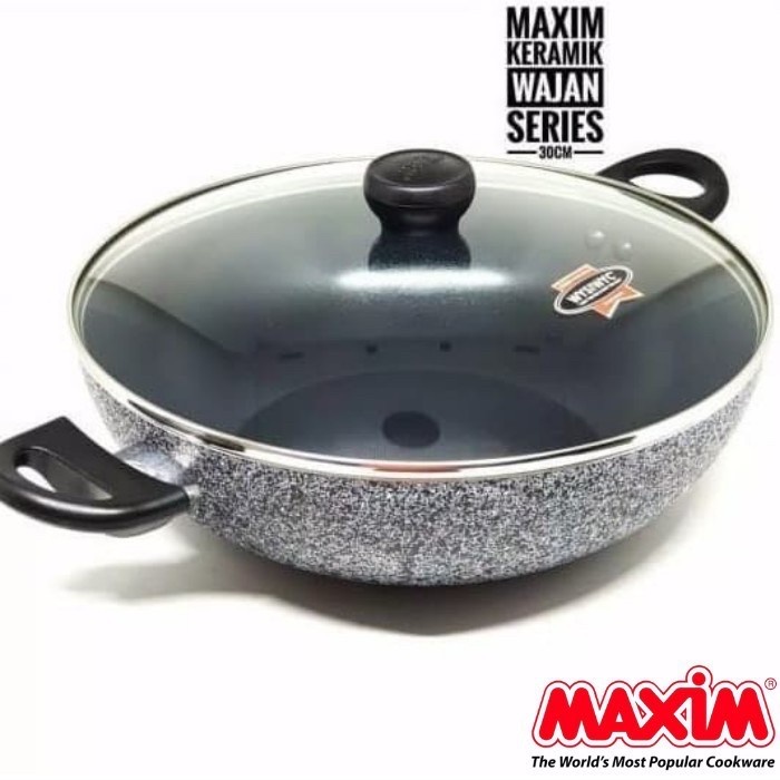 MAXIM CERAMIC WOK 30 CM TUTUP KACA ORI + KOMPOR PG API BARA 1 TUNGKU  BERGARANSI RESMI