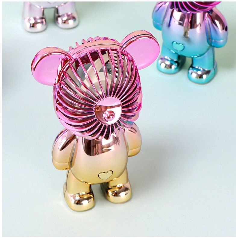 DS MF 987 Kipas Angin Mini Portable USB Charge Motif BearBrick Warna Gradasi / Kipas Angin Meja / Kipas Angin Genggam / Mini Fan Bear Portable