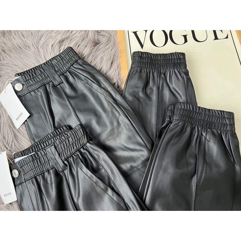Faux leather jogger