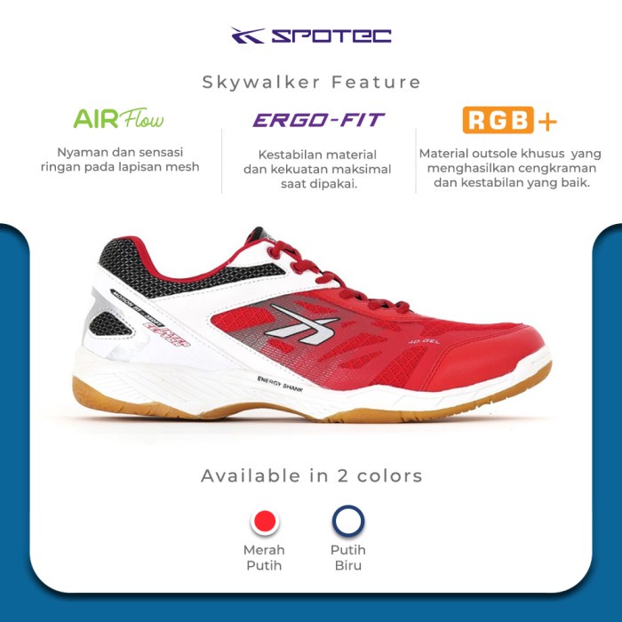SPOTEC Sepatu Badminton Interceptor Merah - Putih - 39