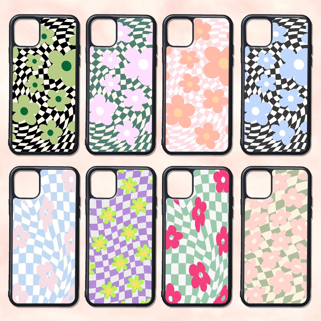 CASE CUSTOM RUBBER IPHONE ANDROID CASING ALL TYPE TEMA AESTHETIC GROOVY CHECKERBOARD FLOWER BUNGA Y2