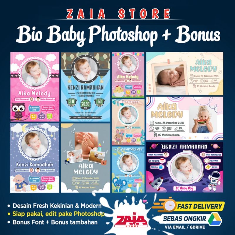Template PPT Kartu Ucapan Video Bayi Newborn | Biodata Kelahiran Bayi