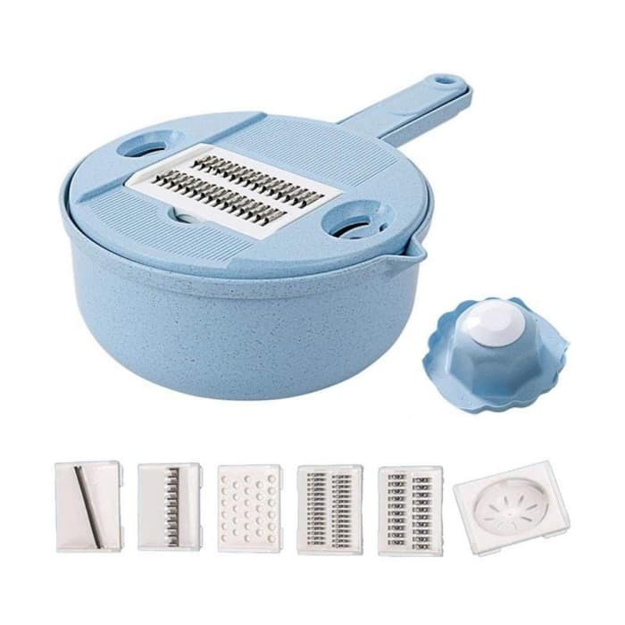 GM Bear Alat Pemotong Buah dan Sayur Serbaguna 1258 - Multifunction Vegetable Grater Set Blue