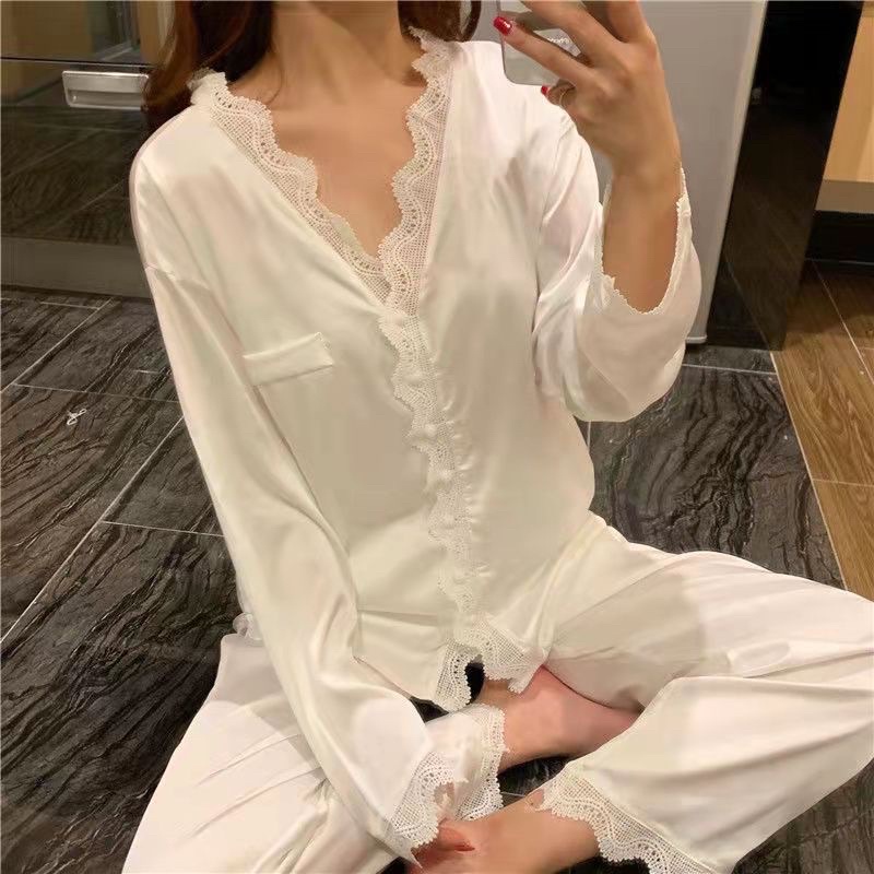 [COD] Piyama lengan celana panjang baju tidur pajamas wanita sutera satin premium impor adem hadiah ulang tahun korea korean sleapwear sutra es