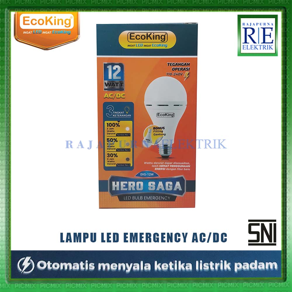 LAMPU LED EMERGENCY MAGIC ECOKING HERO SAGA 12W AC DC ORIGINAL