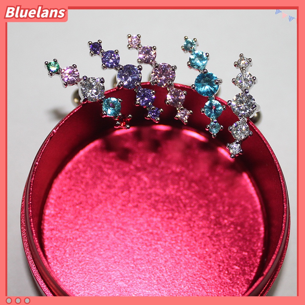 Bluelans 1Pc Lady Rhinestone Inlaid Arc Shape Ear Stud Earring Cartilage Piercing Jewelry