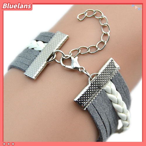 Gelang Multilayer Bentuk Hati Infinity Bahan Kulit Imitasi Untuk Wanita