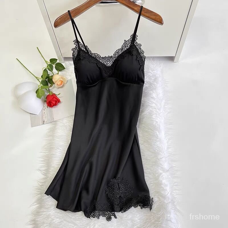 Netflix seksi piyama wanita musim panas es tipis sutra backless renda gaun tidur hot bottoming rok p