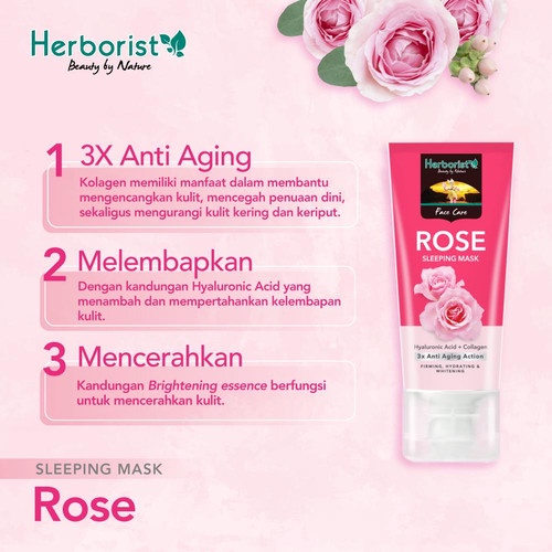 HERBORIST Sleeping Mask 80G ROSE | Masker Wajah BY AILIN