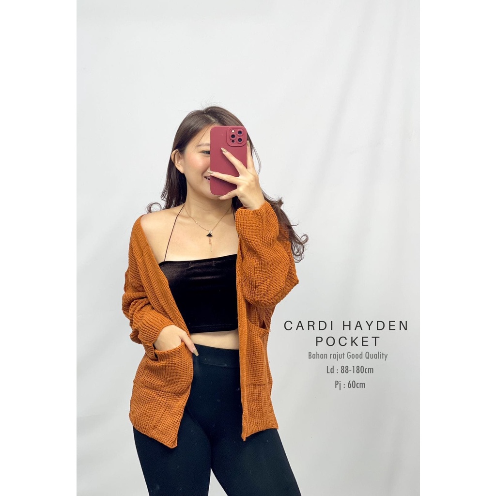 HOPYLOVY - Cardigan Rajut Wanita Kekinian Hayden Pocket