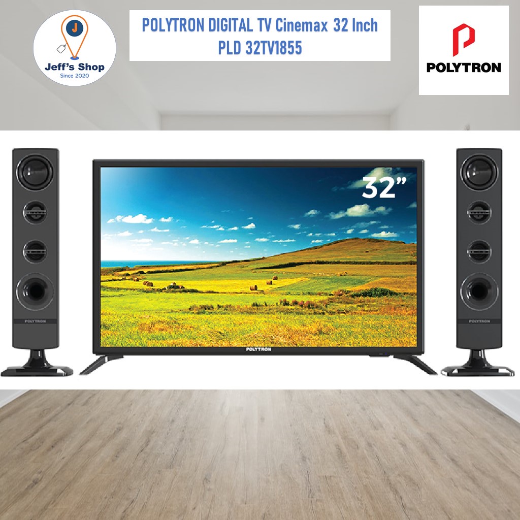 LED TV POLYTRON 32 Inch Cinemax Digital PLD 32TV1855 + Speaker Tower