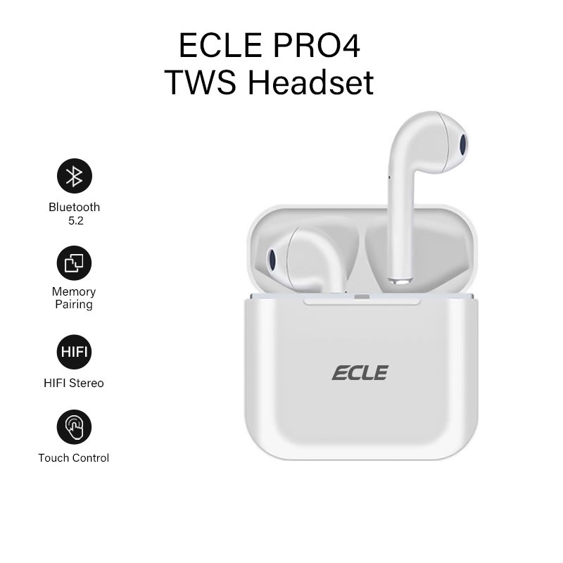 ECLE Pro 4 TWS Headset Earphone Bluetooth Sport Touch Control