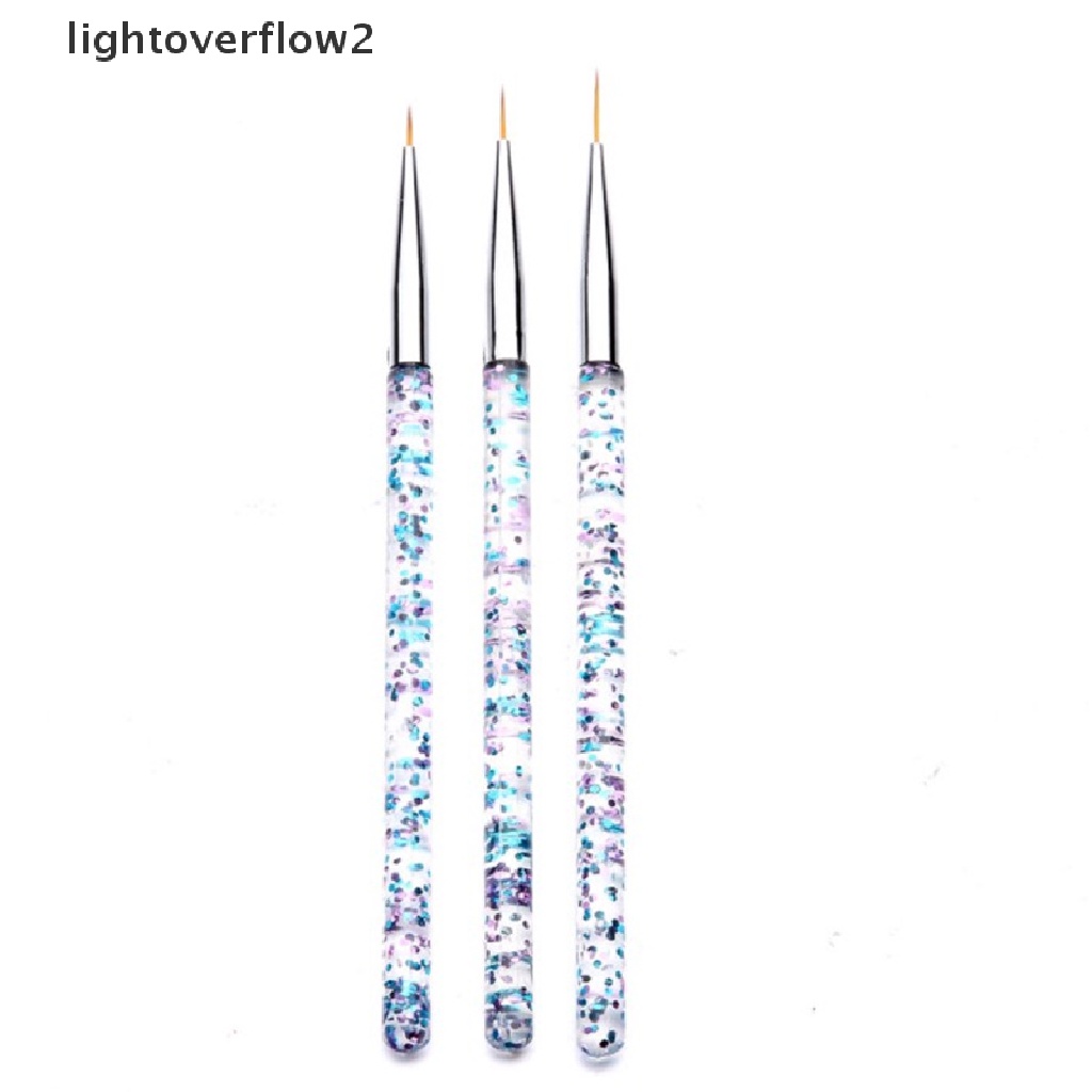 (lightoverflow2) 3pcs / Set Brush Nail Art Akrilik 3D Ultra Tipis Untuk Manicure (ID)