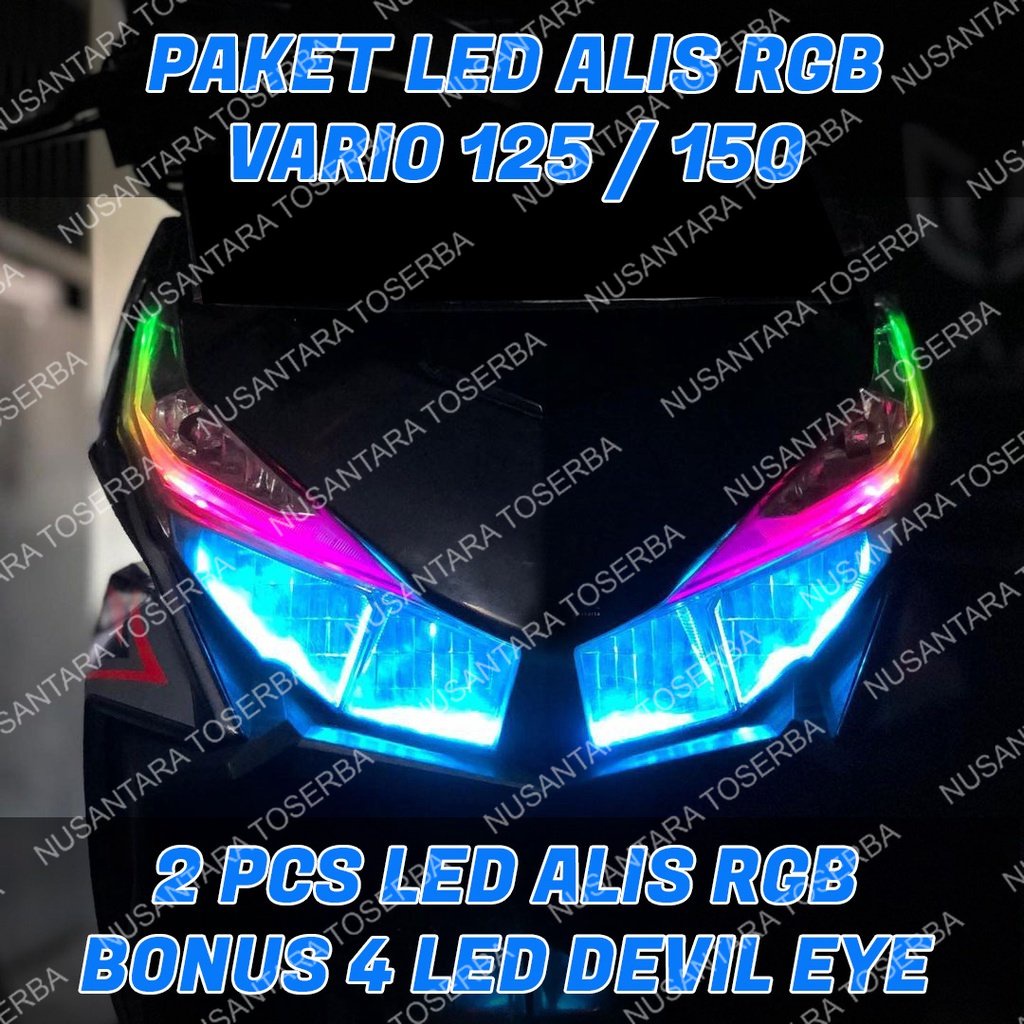 LAMPU ALIS RUNNING RGB VARIO 125 VARIO 150  BONUS DEVIL EYES LAMPU ALIS DRL RUNNING BERGARANSI