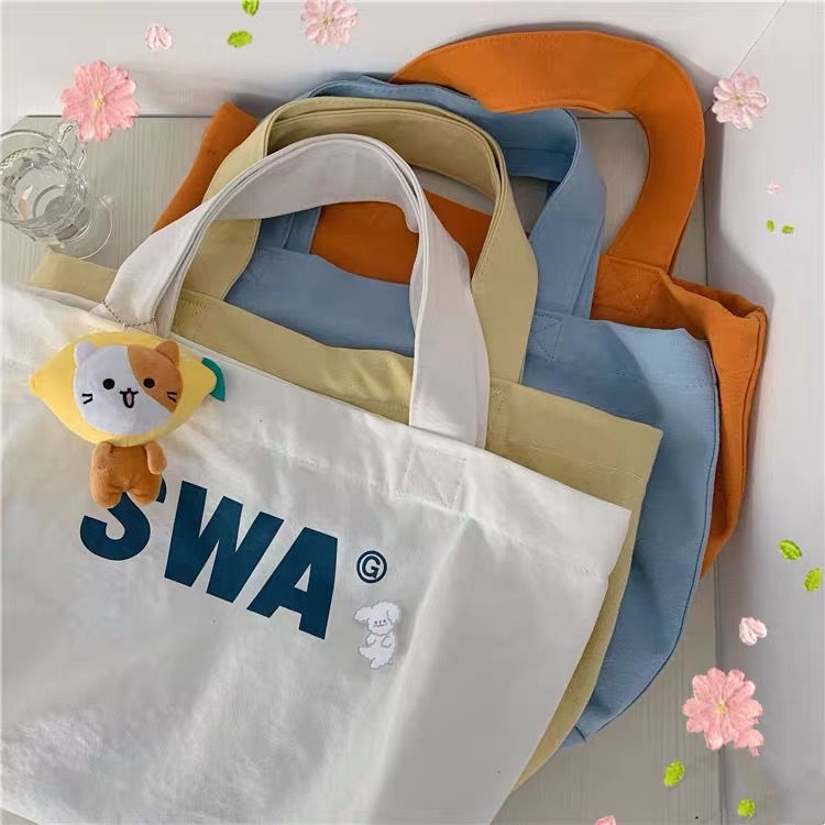 ☌✻Sera Gaya Korea Tas Kanvas Kapasitas Besar Jepang Harajuku Tas Bahu Wanita Tas Lucu Serbaguna Tote Bag Tas Mahasiswa