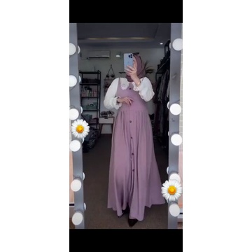 [Fashion Muslim] Gamis MADINA ISYANA ARNIZ dress crinkle kombinasi putih dan renda umpak kekinian gamis kringkel terbaru