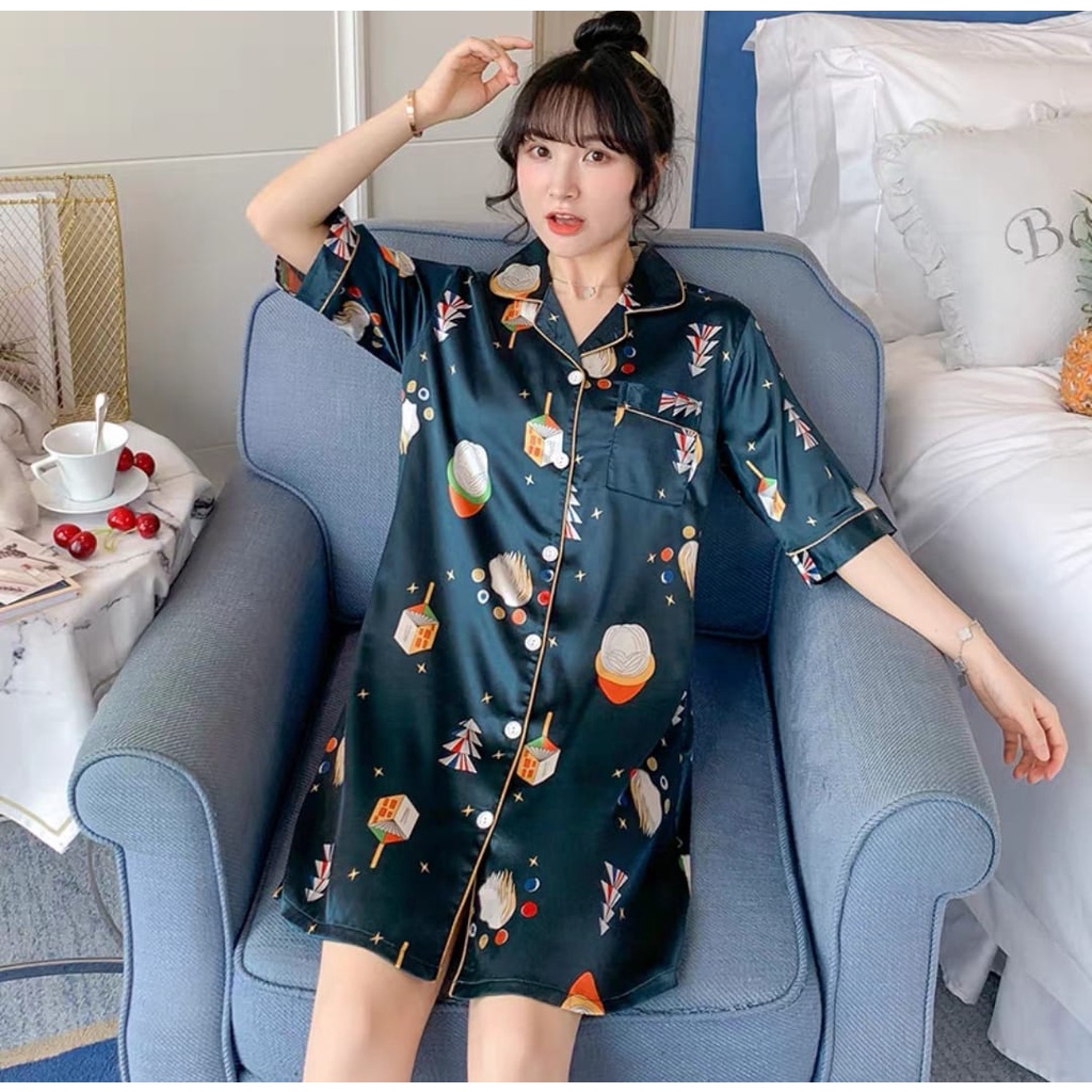 TELLY ➡️ 327 Daster Satin Import Premium Baju Tidur Wanita