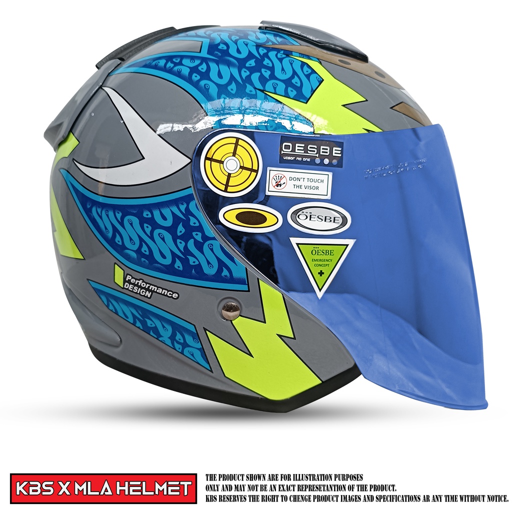 Helm Half Face MLA DJ MARU Motif Solid Kaca Venom Blue Untuk Pria Dan Wanita Dewasa COD