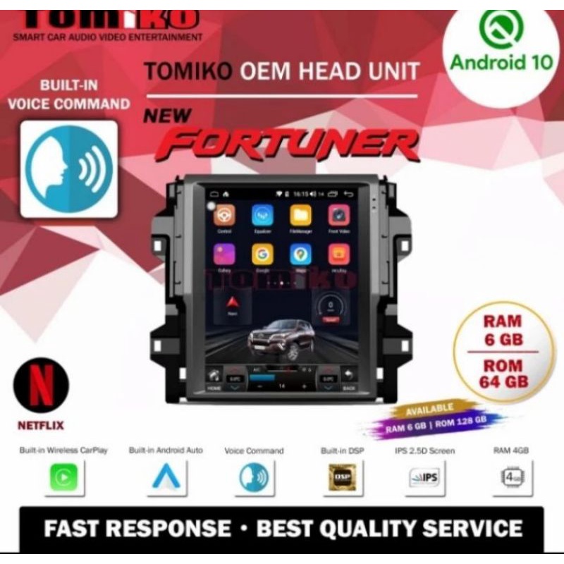 HEAD UNIT ANDROID TOMIKO FORTUNER VRZ TESLA