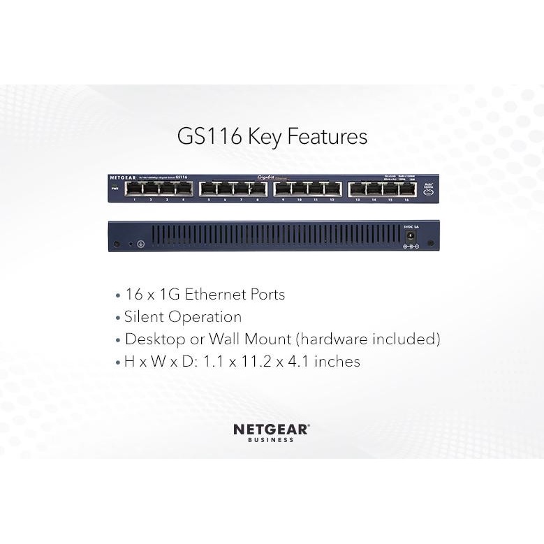 Netgear GS116 Port Gigabit Ethernet Unmanaged Switch - GS 116