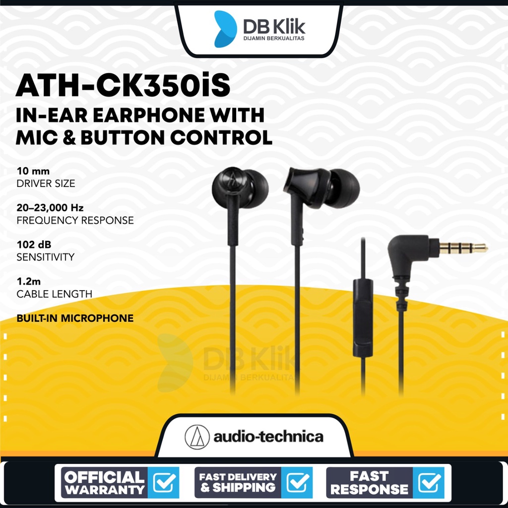 Earphone Audio Technica CK350is with Mic - Audio-Technica ATH-CK350iS