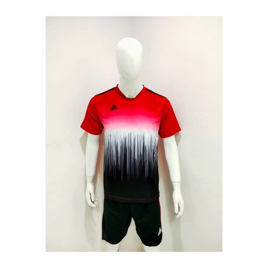 jersey futsal pria kaos sepak bola baju dan celana setelan wanita dewasa t-shirt outfit seragam jarsey kostum olahraga pakaian apparel print sport jersy soccer casual jersi suit AD170 merah