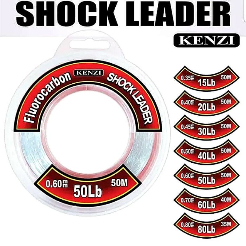Shock Leader KENZI 30lb - 40lb - 50lb panjang 50M Senar Leader pancing Fluoro Carbon