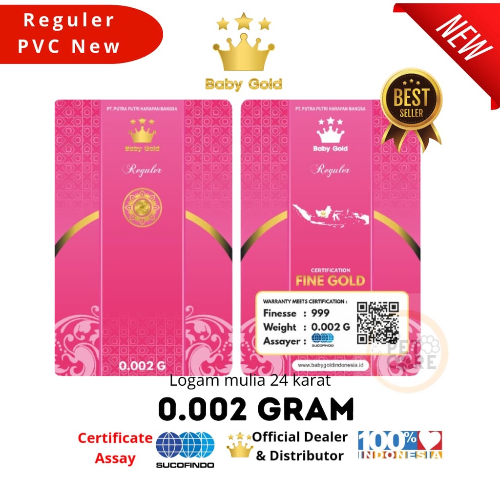 Baby Gold 0.002 Gram New PVC Logam Mulia