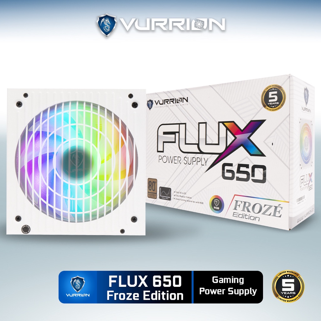 Power Supply PSU FLUX 650 Frozen Edition Vurrion Modular RGB PSU Gaming 650W 650Wat 650Watt 80 Plus Resmi