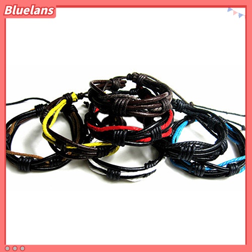 Bluelans Gelang Multilayer Bahan Kulit Imitasi Untuk Pria Dan Wanita