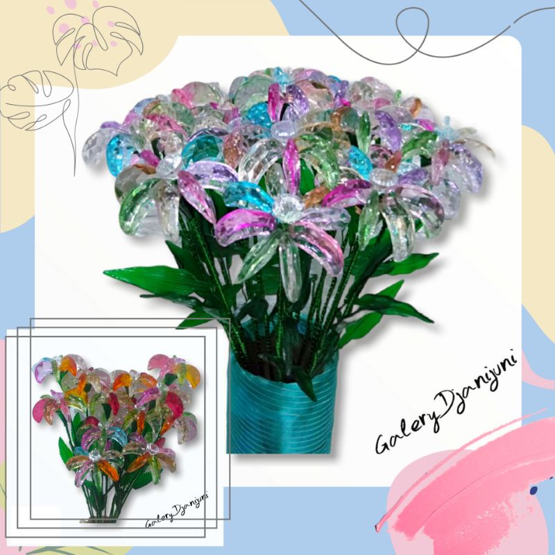 Bunga Akrilik Kristal || Bunga Kristal SERUNI RAINBOW AKRILIK