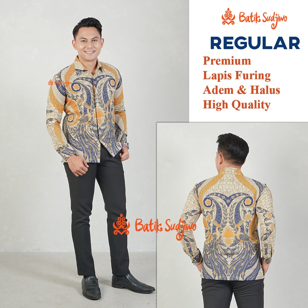 Hem Kemeja Batik Solo Laki Laki Modern Tangan Panjang 1127