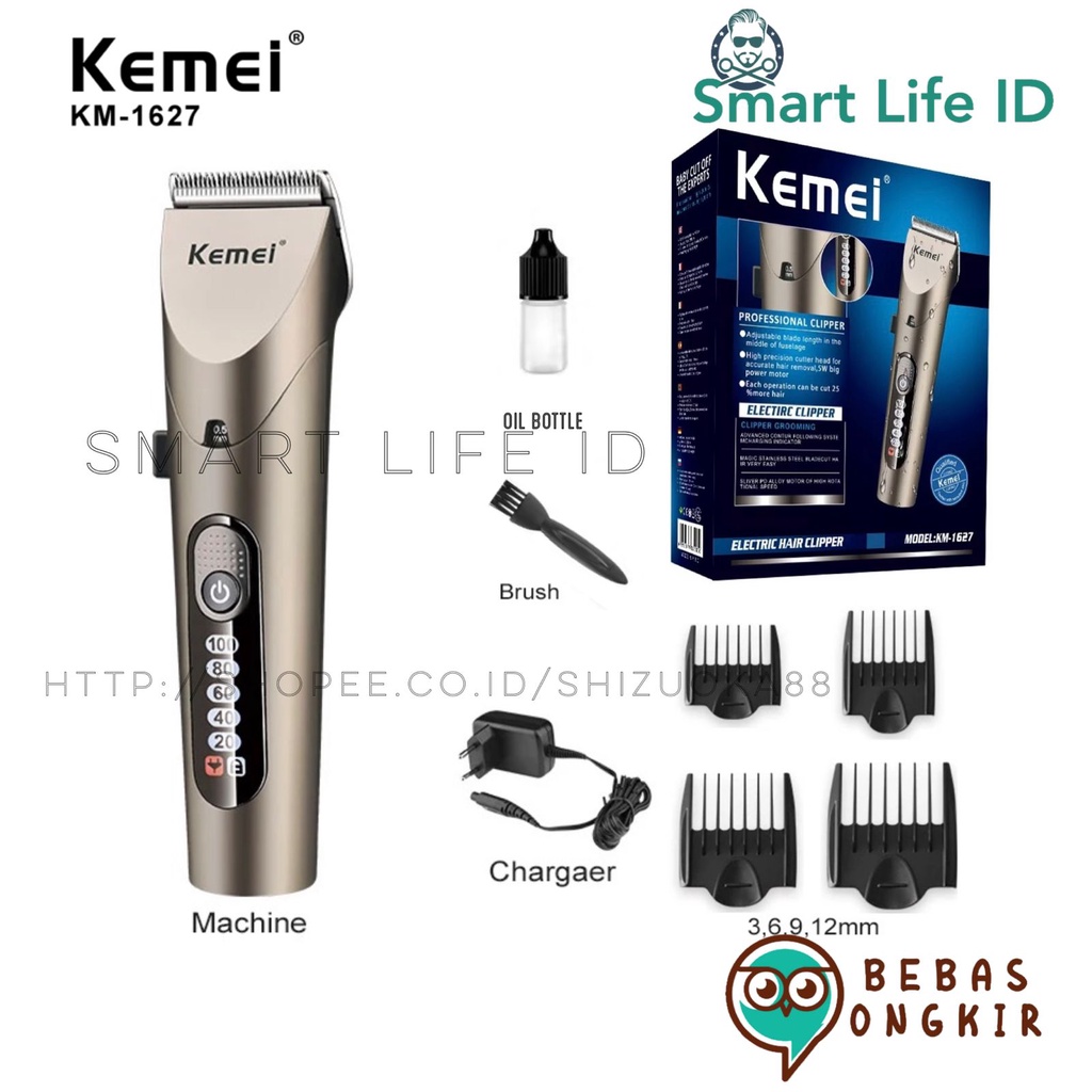 Alat Cukur Rambut Kemei Electric Professional Hair Clipper Grooming Waterproof Anti Air Mesin Cukuran Kemei KM 1627