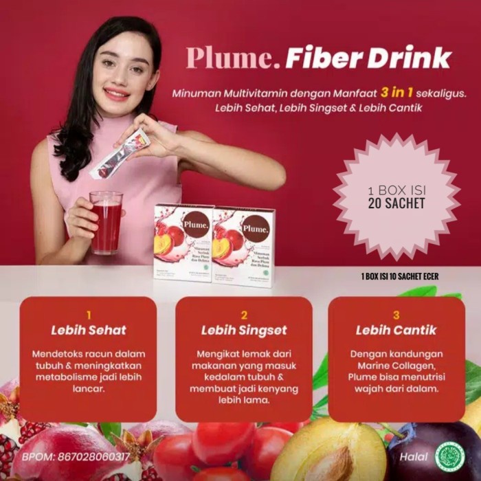 PLUME HIGH-FIBER DRINK + COLLAGEN Original PELANGSING ALAMI DETOX DIET