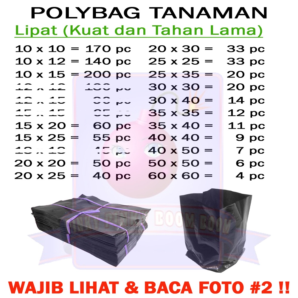 Polybag Product Terlaris ! Polybag Polibag Polibeg Polibek Kantong Tanaman Plastik Tanaman PB2