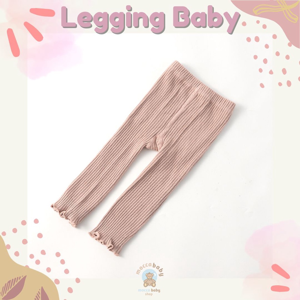 MBSS -  LEGGING CURLY Legging buka kaki bayi / anak import motif truffle warna polos