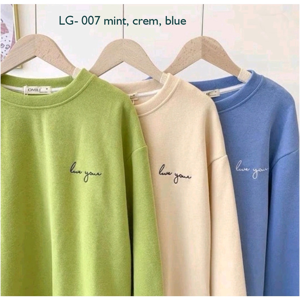 AA1- Sweater Oversize Cewek Fleece Pastel LG-007