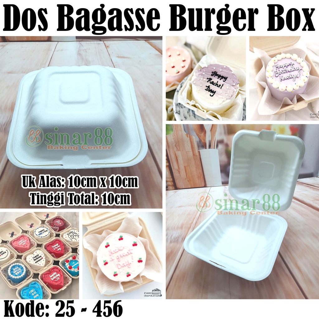 Box Bagasse Burger Box 25pcs (Bento Cake)