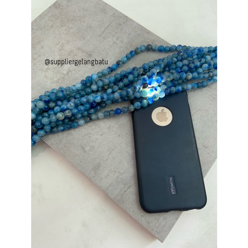 bahan batu 8mm blue chalcedony biru natural aksesoris gelang kalung