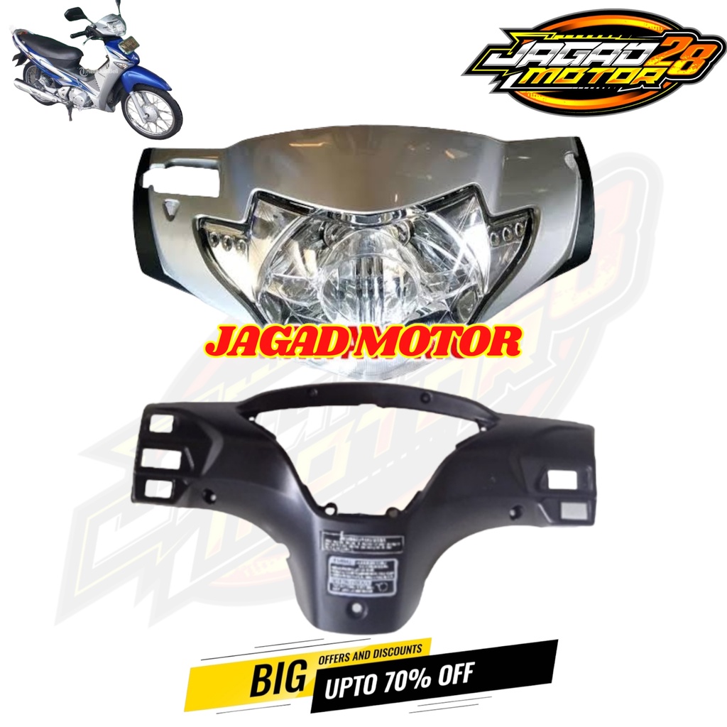 Batok Kepala Depan Belakang Supra X 125 Lama Silver Set Lampu / Batok Kepala 1 set Supra X 125 Lama tahun 2005-2007 Silver Depan Belakang Dan Lampu / Batok Kepala Depan Belakang Supra X 125 Lama Silver Plus Reflektor Lampu Depan