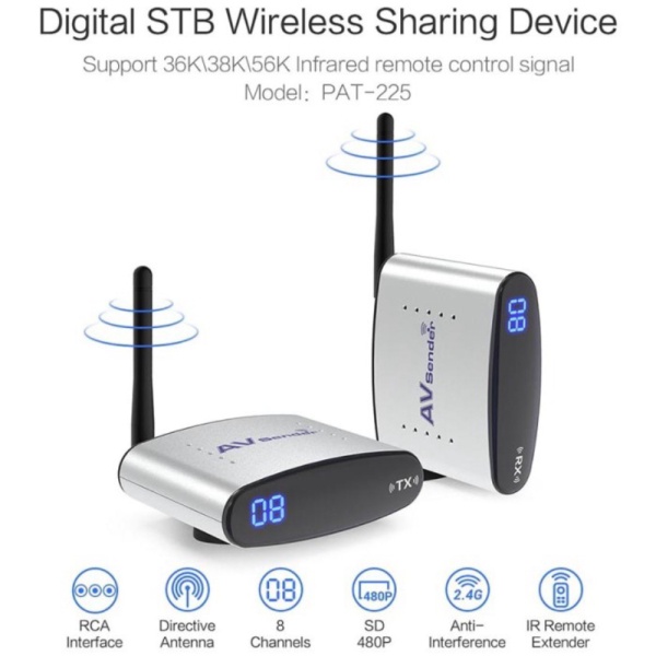 Promo Wireless AV Sender Audio Video Digital STB 2.4GHz Receiver PAT 225 Diskon