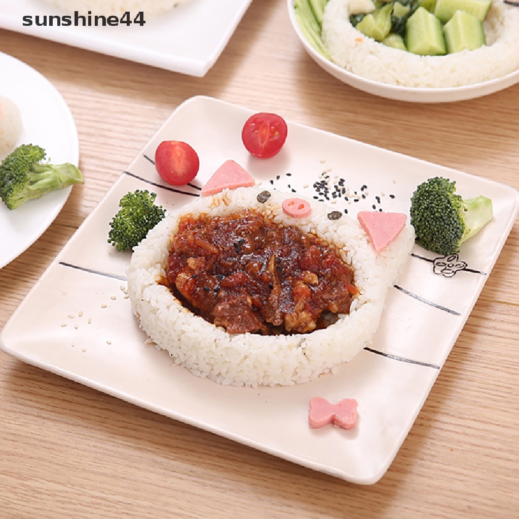 Sunshine 5Pcs Cetakan Nasi / Sushi / Nori DIY Bentuk Kartun Kucing / Beruang Lucu