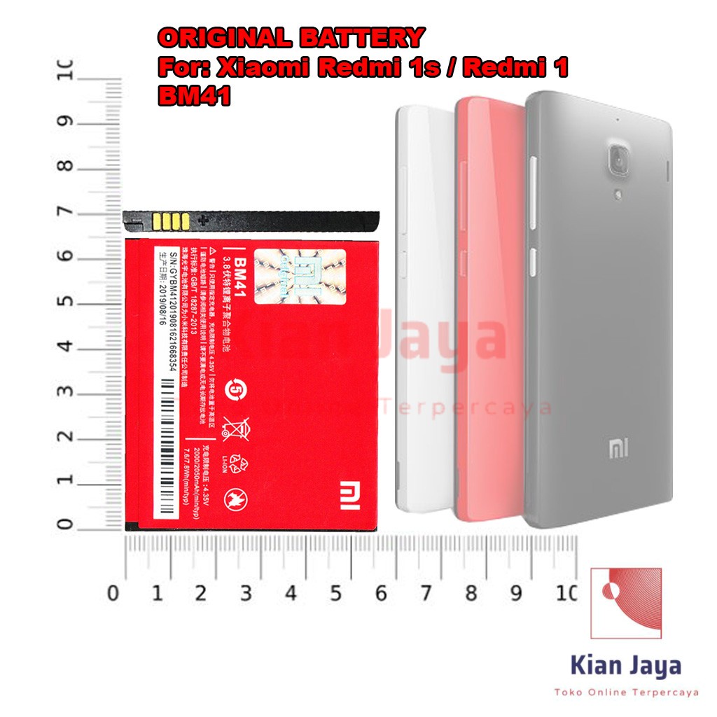 [Garansi 100% Ori] Baterai Xiaomi Redmi 1 / Redmi 1s  BM41 Batre Batrai Battery Hp Xiao Mi Xiomi BM 41 Original