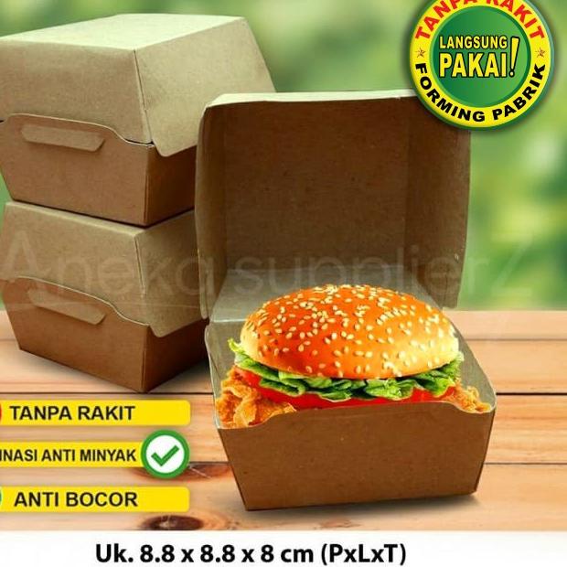 

Recomend Kotak Box Burger KRAFT COKLAT - M 50 PCS ツ