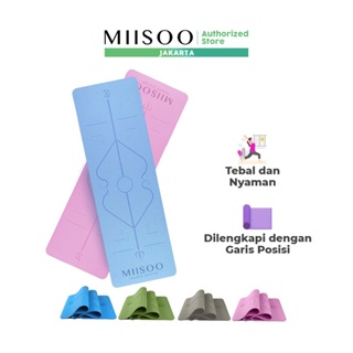 MIISOO Matras Yoga Mat TPE 6mm gym Karpet Senam Yogamat Anti Slip Free Tas
