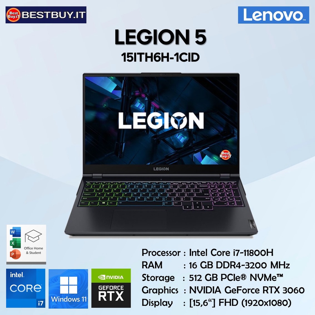 Lenovo Legion 5 15ITH6H 1CID i7-11800H 16GB 512GB RTX3060 6GB W11 OHS
