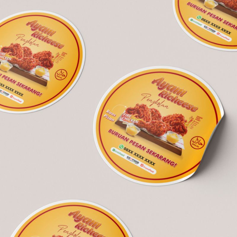

Stiker label makanan, stiker label cup minuman, stiker misting, stiker jualan